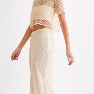 Meshki Cream Midi Skirt